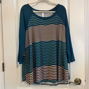 Teal and Pink Striped Top